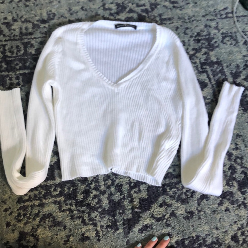 cropped brandy melville white sweater